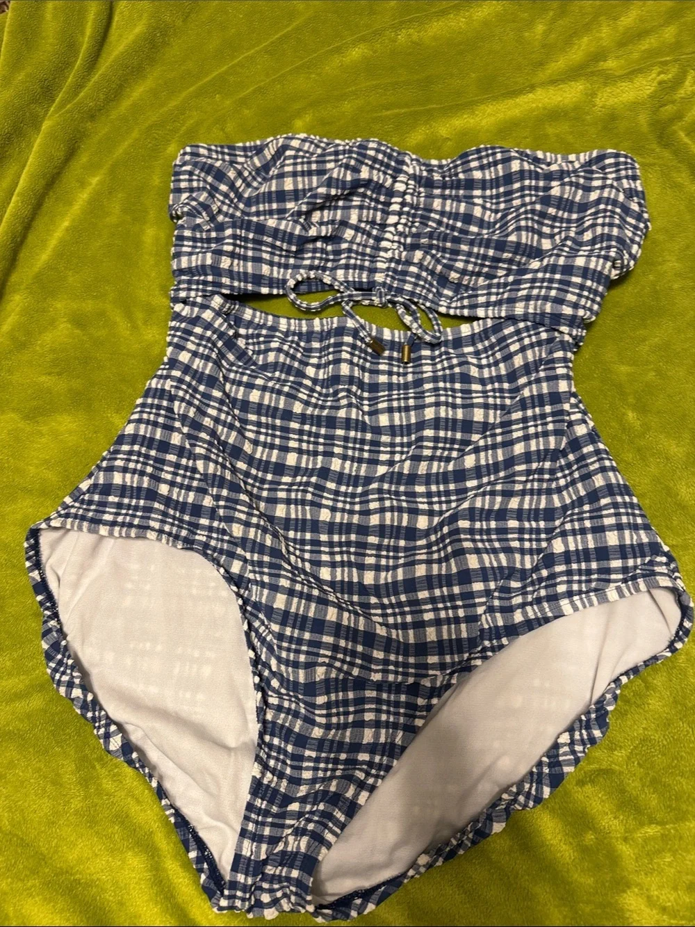 ModCloth X Collectif Rainbow Shark Swim 1X and Blue Gingham 1 piece
